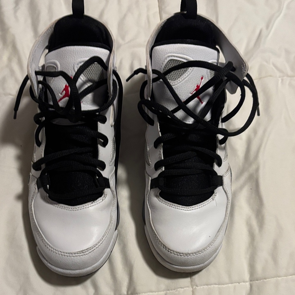 Nike Air Jordan Kids White and Black Sneakers with Red Accents